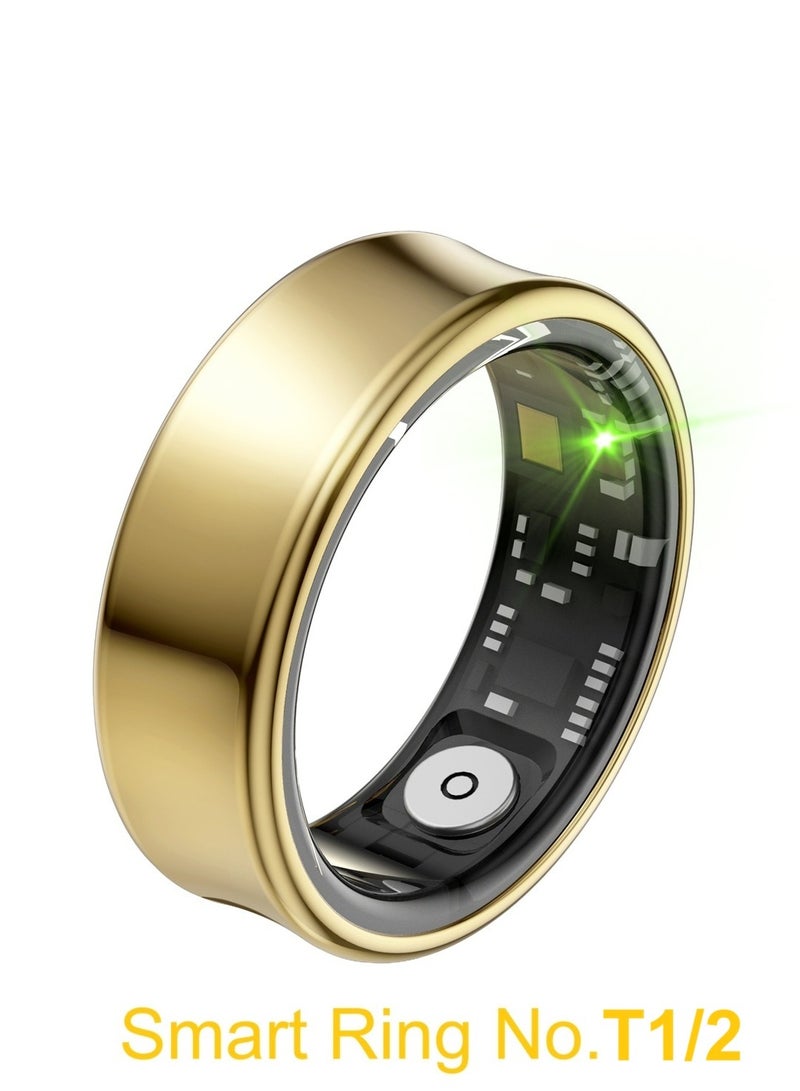 general Smart Ring for Heart Rate, Blood Oxygen, Sleep Monitoring, all Weather Motion Calculation, 24-hour Health Monitoring, Protect Your Health, Lightweight and Comfortable, 5ATM Waterproof, Photo Control, Hand Gestures Browse Tiktok, Gold No.T1/2 - Image 1